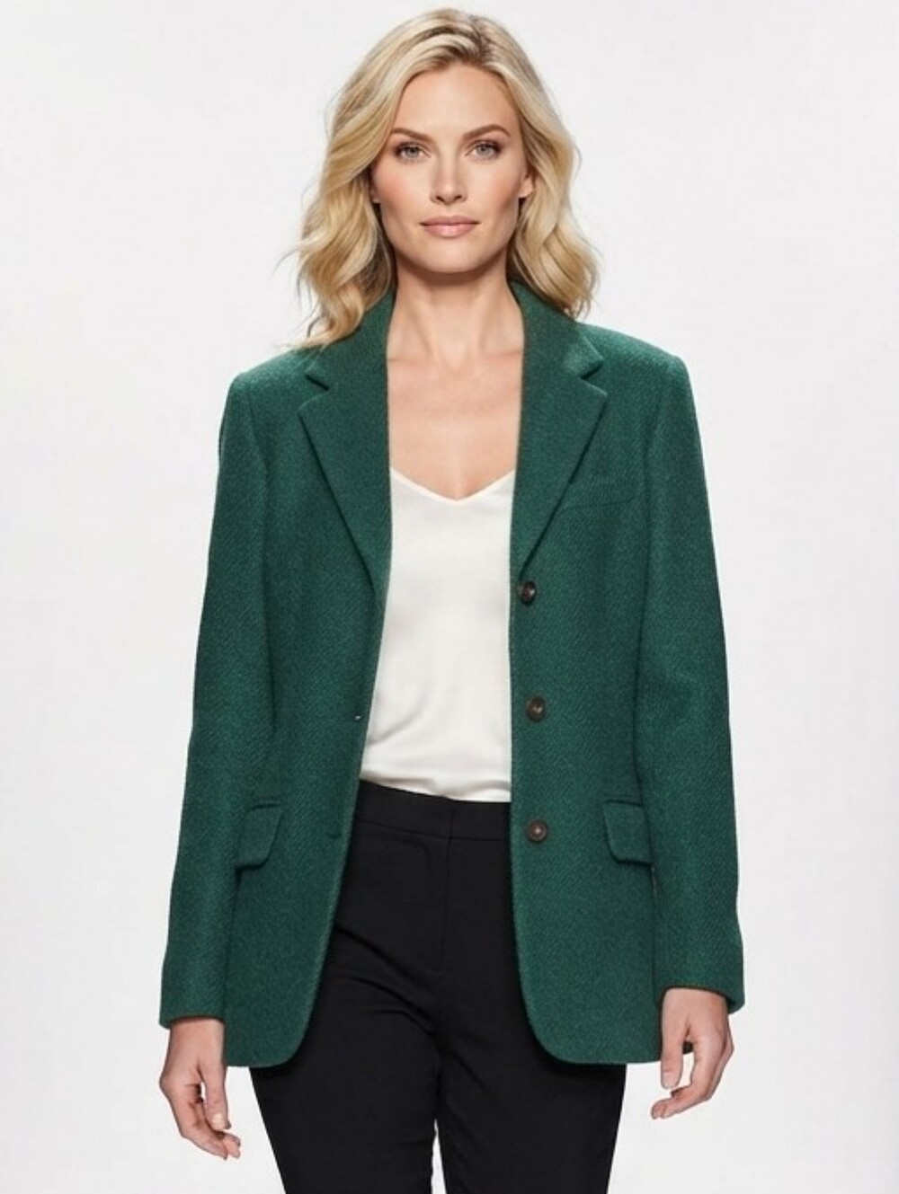 Vintage Liz Claiborne Liz Sport Green 100% Wool Blazer Jacket Size M
